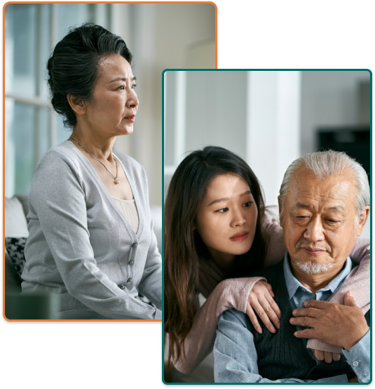 Elderly person with family